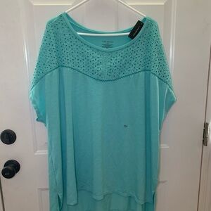 Lane Bryant Aqua Eyelet Detail Top size 26/28